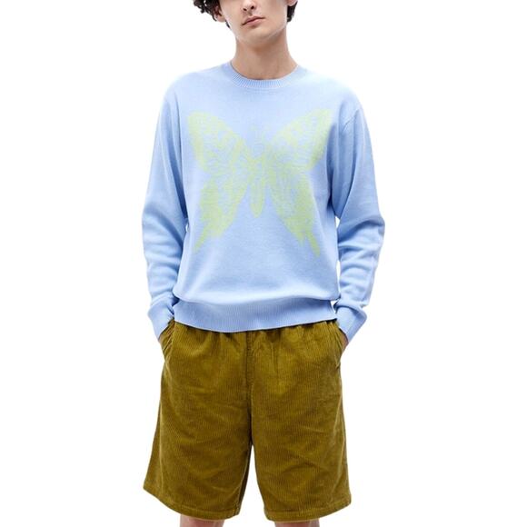 Obey Men's Effect Butterfly Sweater in Iris Flower Size Medium Artsy Pastel - Picture 1 of 8